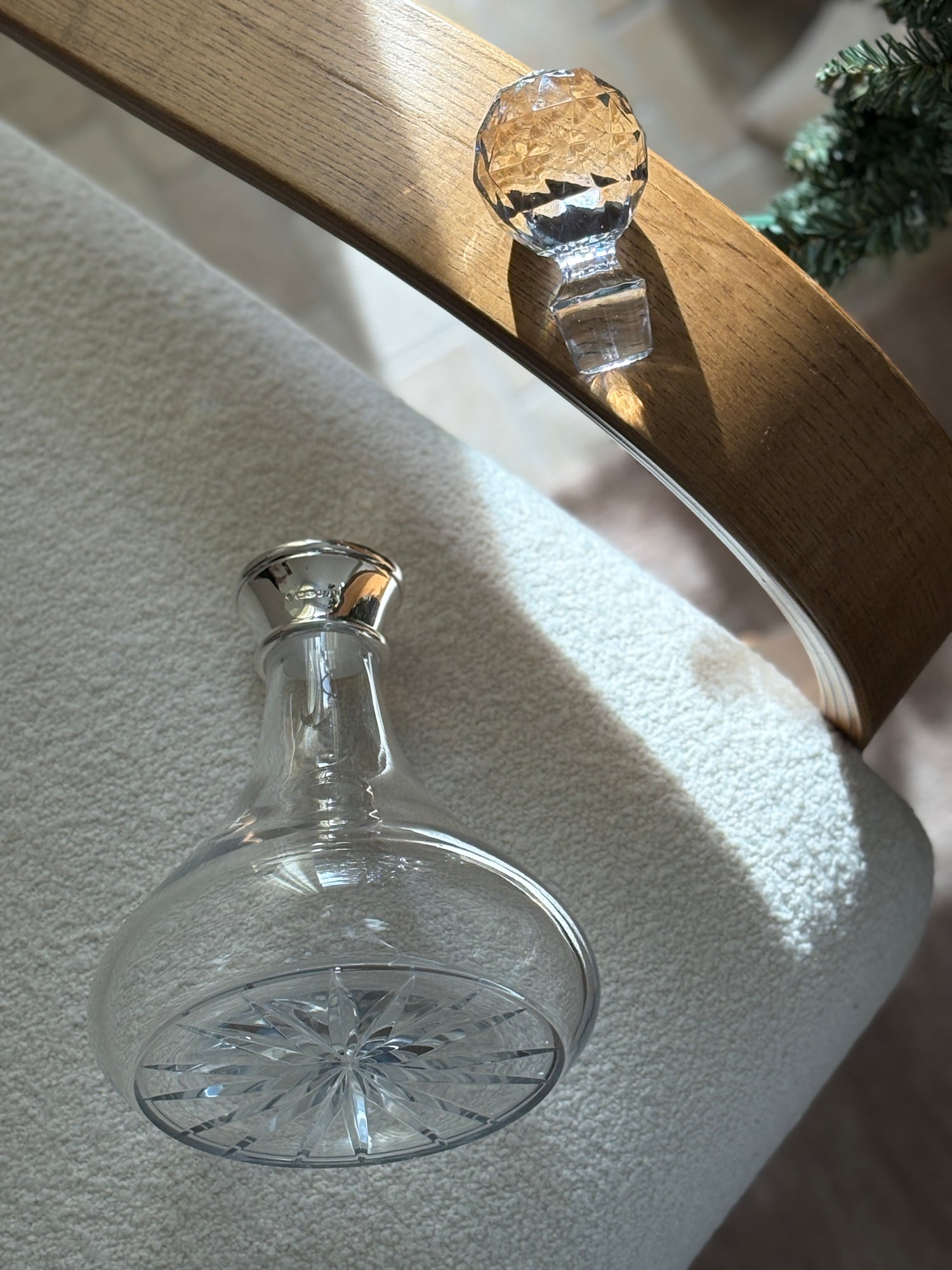 English Crystal Decanter with Sterling Silver Band - Made for the Kings Coronation | Collectors Gene