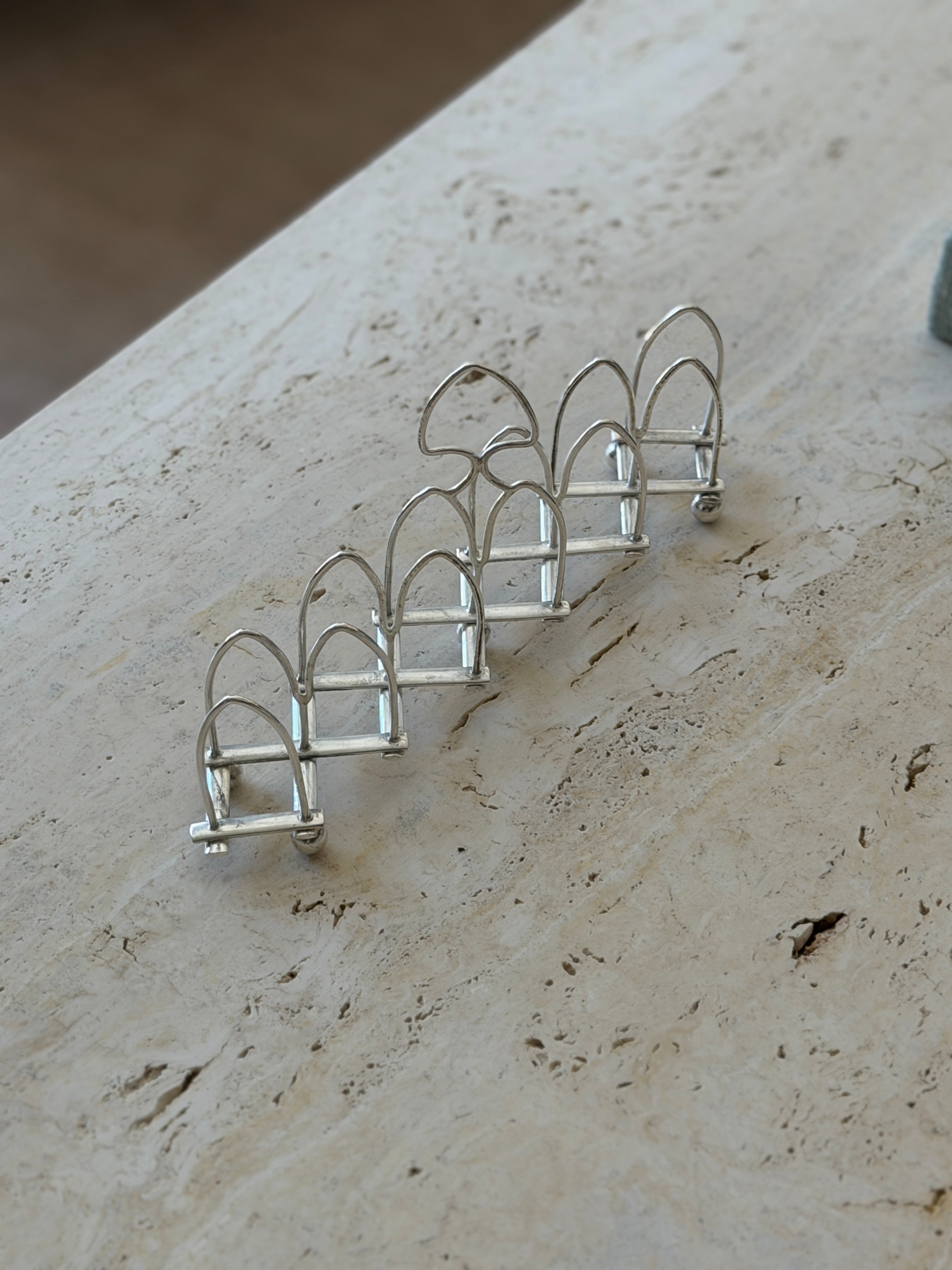 English Expandable Silver Plate Toast Letter Rack | Collectors Gene