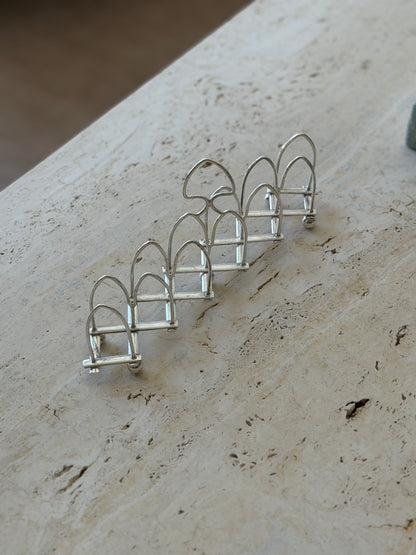 English Expandable Silver Plate Toast Letter Rack | Collectors Gene