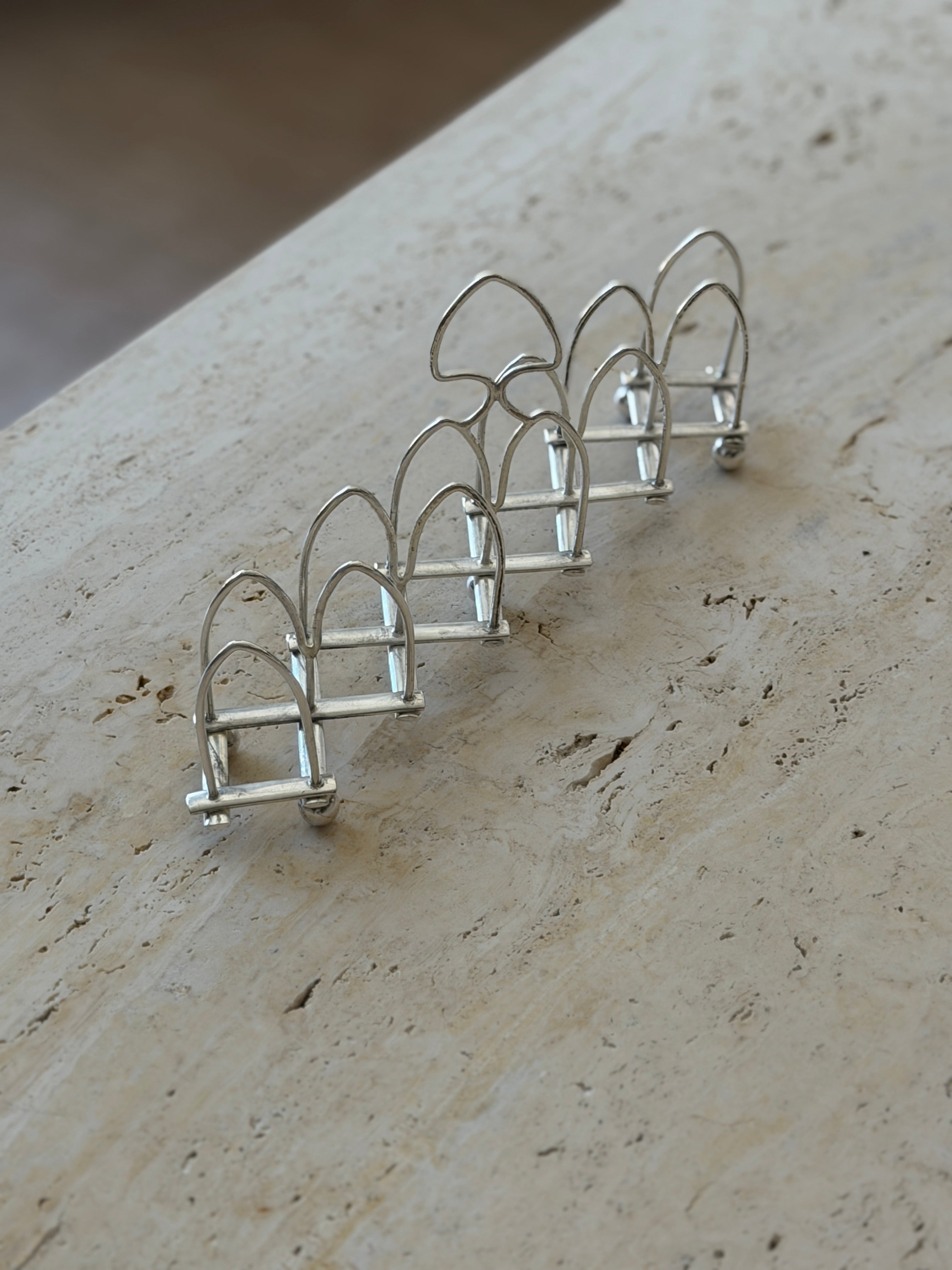 English Expandable Silver Plate Toast Letter Rack | Collectors Gene