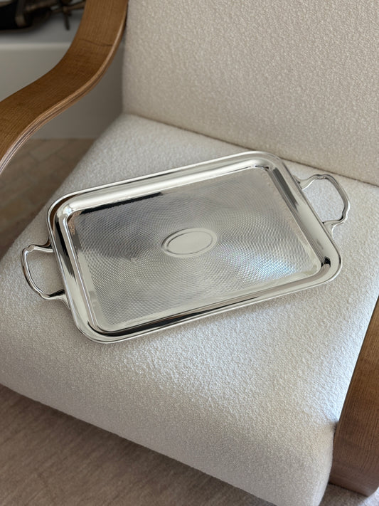 English Hotel Silver Engine Turned Vintage Tray | Collectors Gene