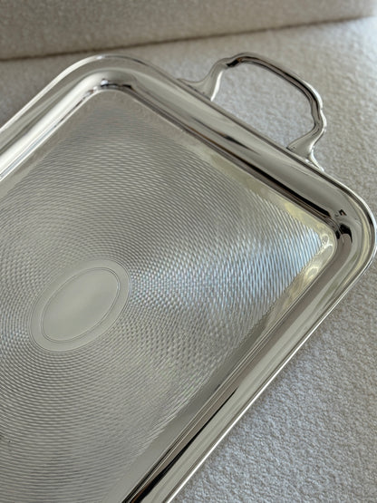 English Hotel Silver Engine Turned Vintage Tray | Collectors Gene