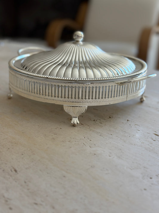 English Silver-Plated Pyrex Serving Dish | Rare & Collectible at Collectors Gene
