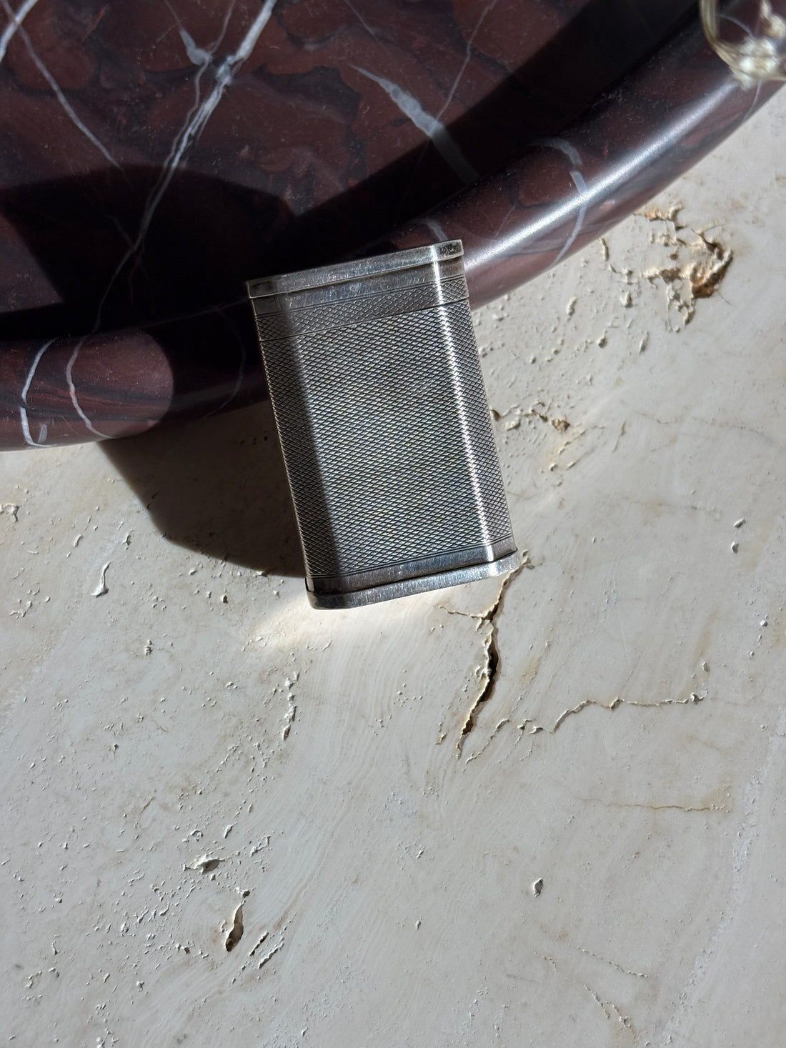 English Sterling Silver &amp; Engine Turned Lidded Container Box by Fred H. Adams &amp; Holman - Birmingham | Collectors Gene