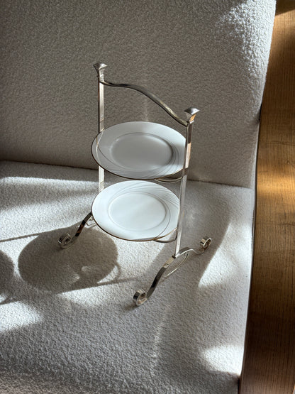 English Two Tiered Serving Stand with Japanese Porcelain Plates - c. 1920 | Collectors Gene