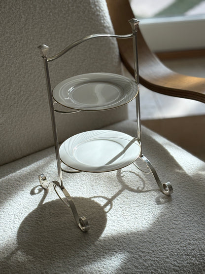 English Two Tiered Serving Stand with Japanese Porcelain Plates - c. 1920 | Collectors Gene