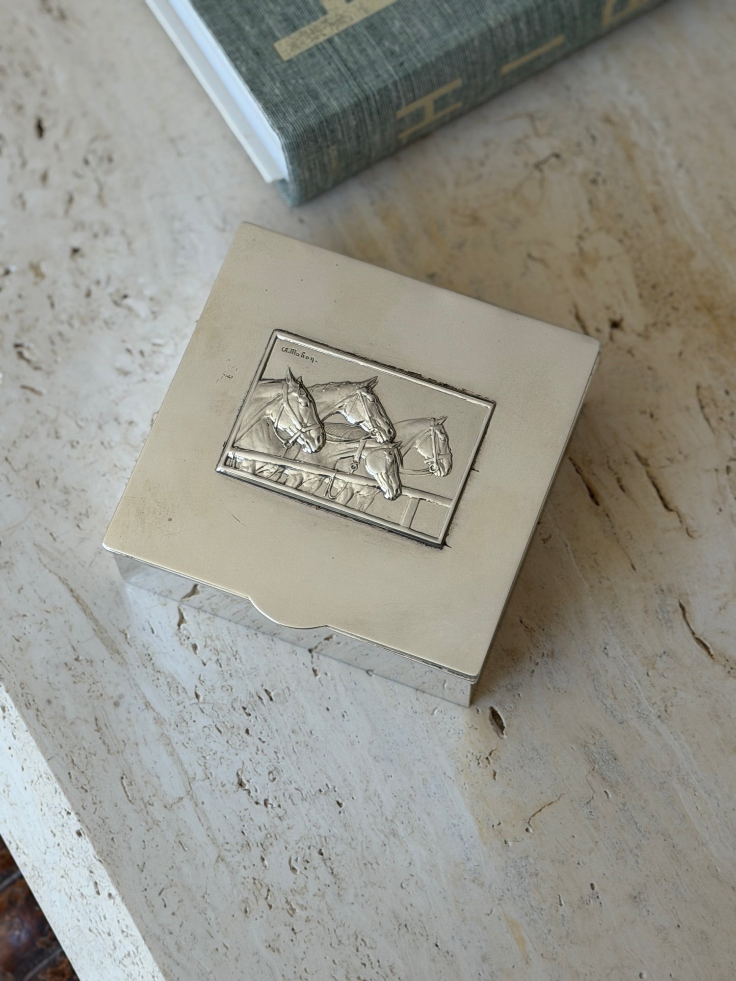 Equestrian Box in Silver Plate with Horse Motif c.1950 | Collectors Gene