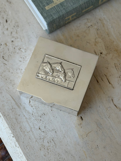 Equestrian Box in Silver Plate with Horse Motif c.1950 | Collectors Gene