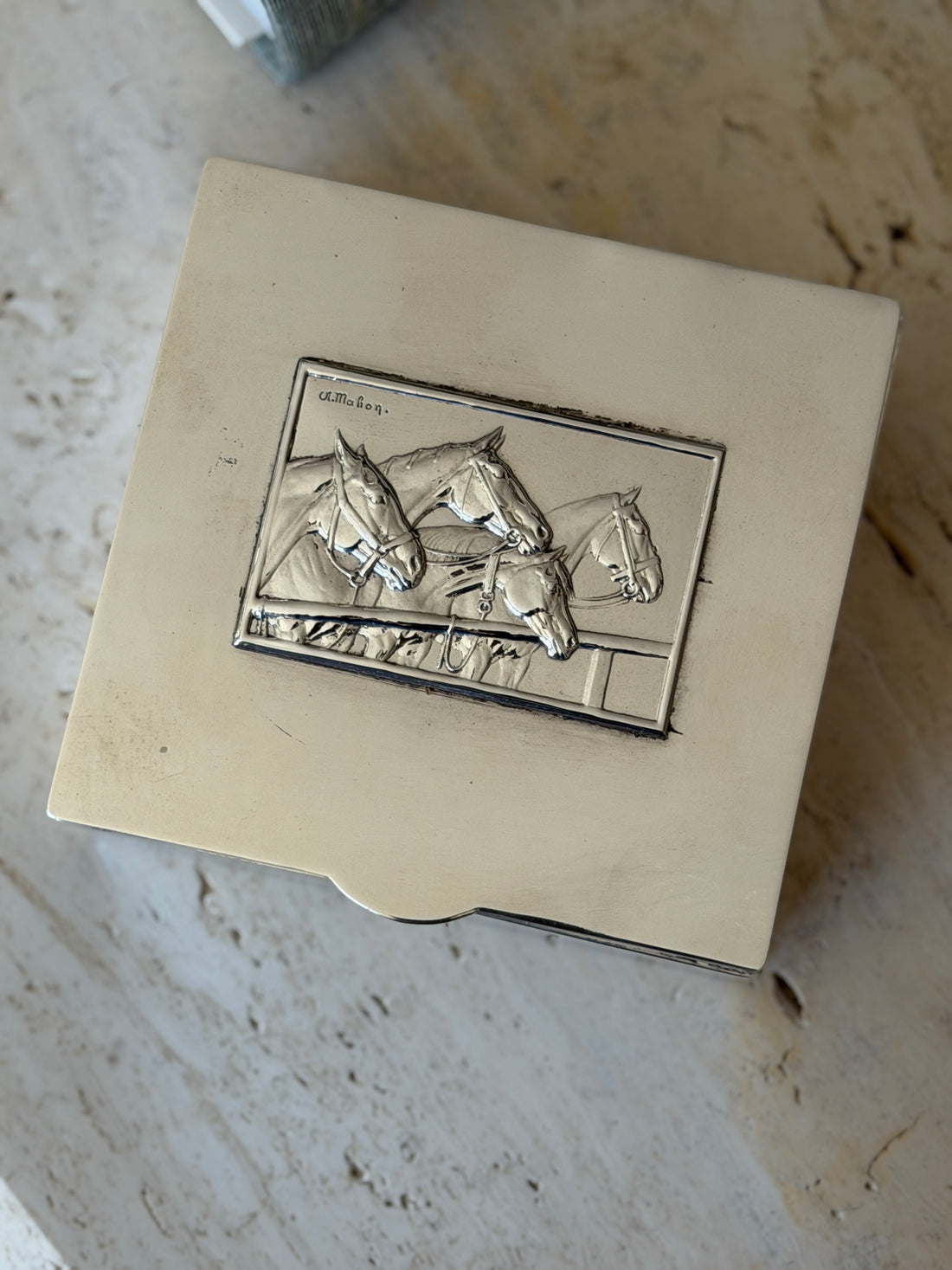 Equestrian Box in Silver Plate with Horse Motif c.1950 | Collectors Gene