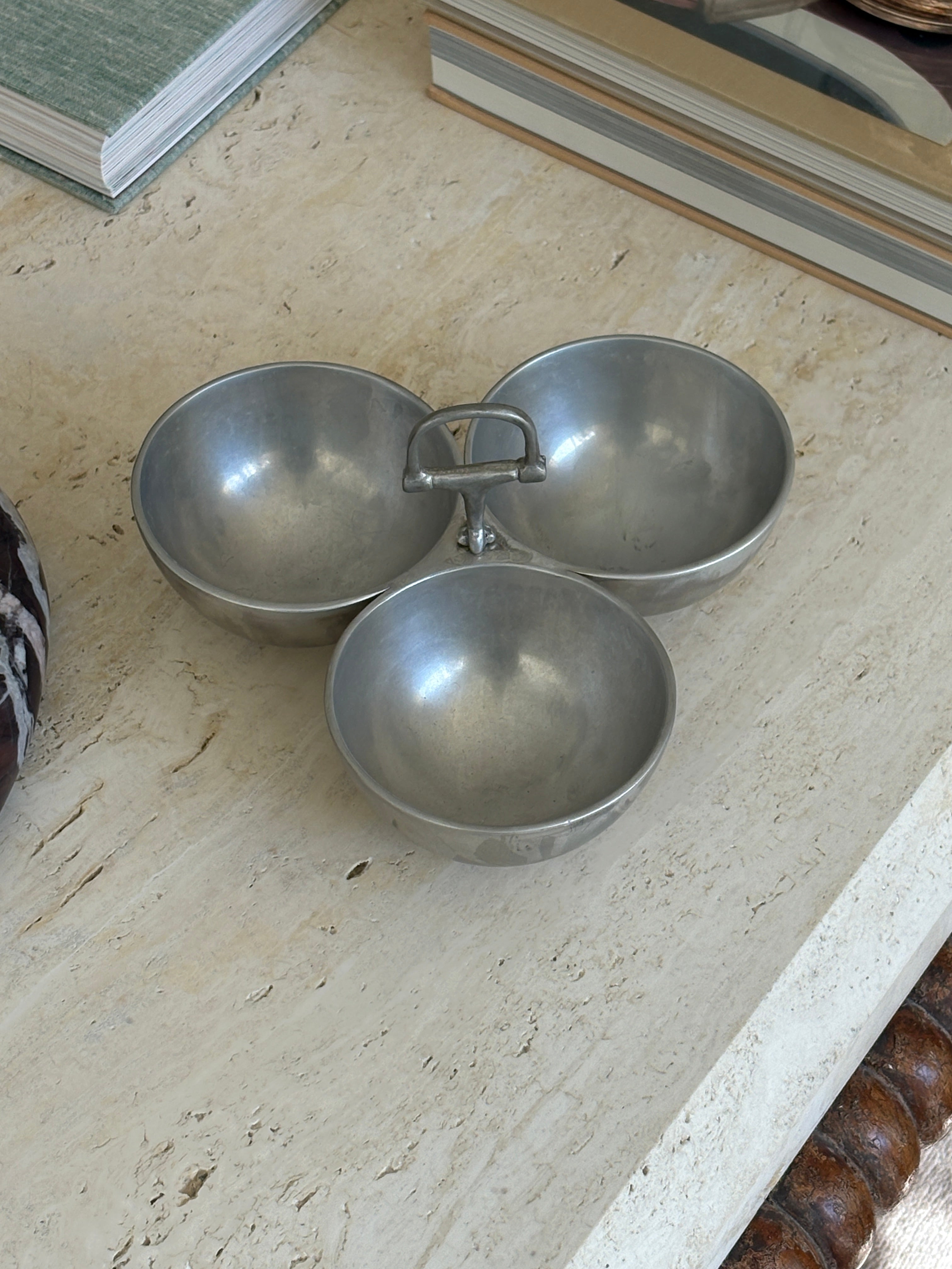Equestrian Stirrup Triple Nut Bowl in Cast Aluminum | Collectors Gene