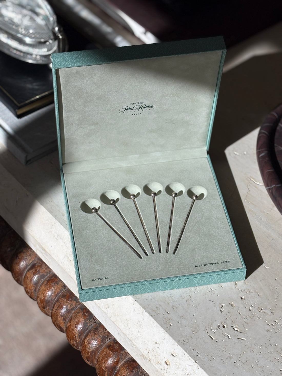 Ercuis Saint Hilaire Silver Plate Hors d’Oeuvre Pick Set (Set of 6, in Original Box) | Collectors Gene