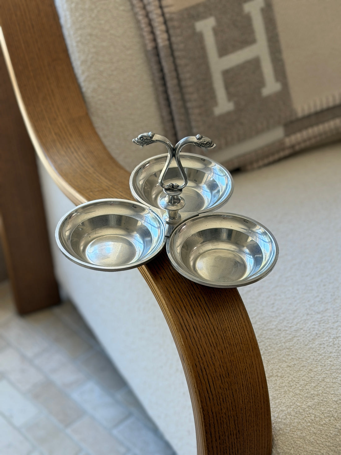 Etains Du Manoir Pewter 3-Bowl Hors d Oeuvres Serving Dish | Collectors Gene