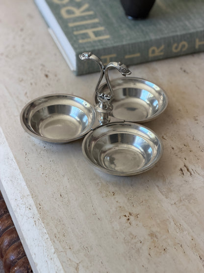 Etains Du Manoir Pewter 3-Bowl Hors d Oeuvres Serving Dish | Collectors Gene