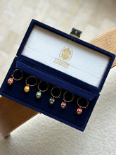 Fabergé Set of 6 Enamel Multicolor Egg Wine Charms with Original Blue Velvet Box | Collectors Gene