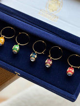 Fabergé Set of 6 Enamel Multicolor Egg Wine Charms with Original Blue Velvet Box | Collectors Gene