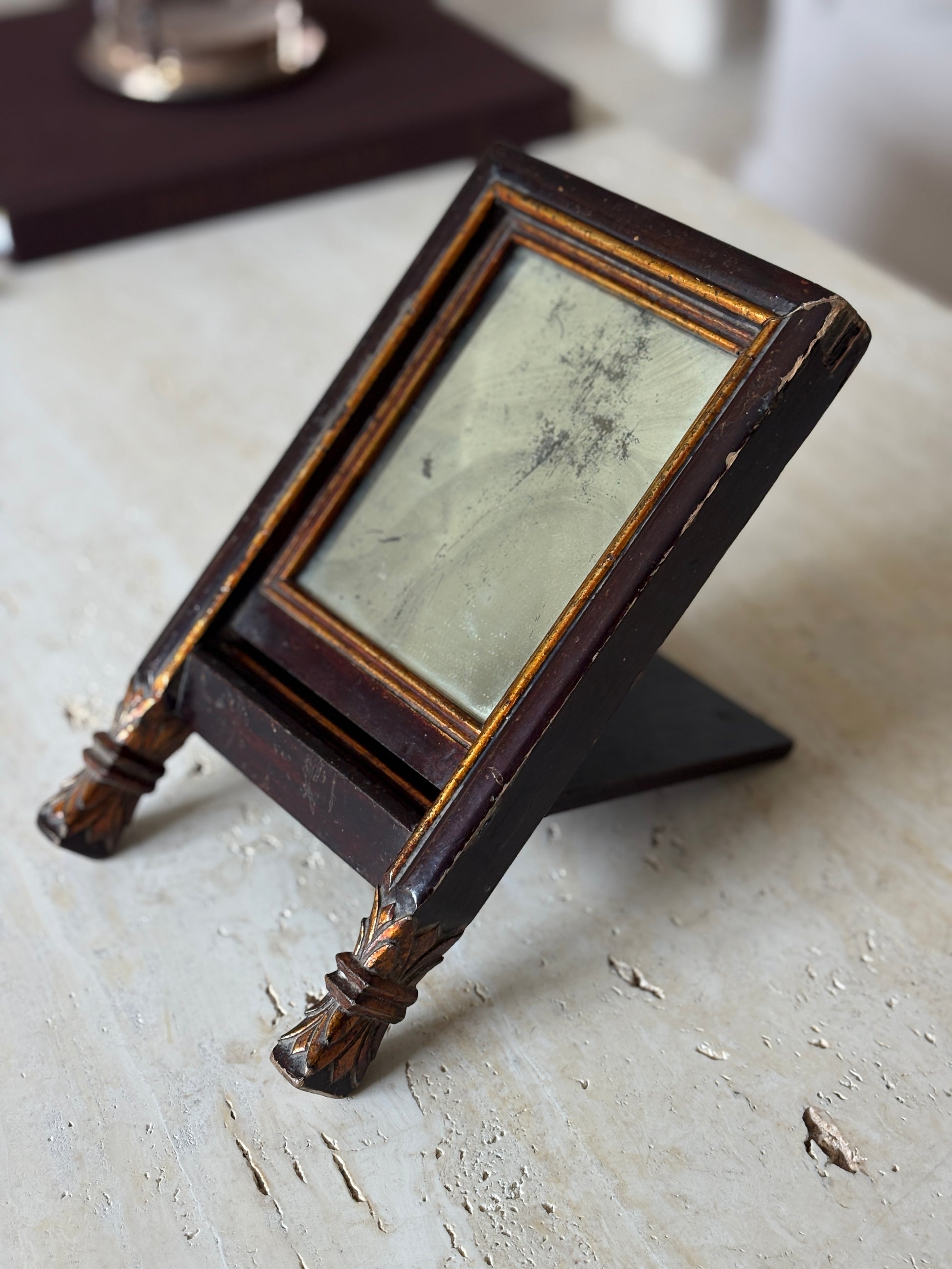 Folding Wood Vanity Mirror with Antiqued Glass | Collectors Gene