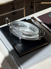 Footed Antique Silver Plated Serving Bowl with Handles by Henry Wilkinson Ltd, with Ribbed & Diamond Cut Glass Insert – Sheffield, England | Collectors Gene