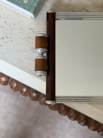 French Art Deco Mirrored Cocktail Serving Tray with Wood Handles c.1930 | Collectors Gene