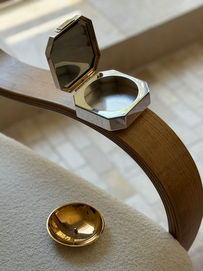 French Art Deco Silver-Plated Compact with Mirror Gilt Interior | Collectors Gene