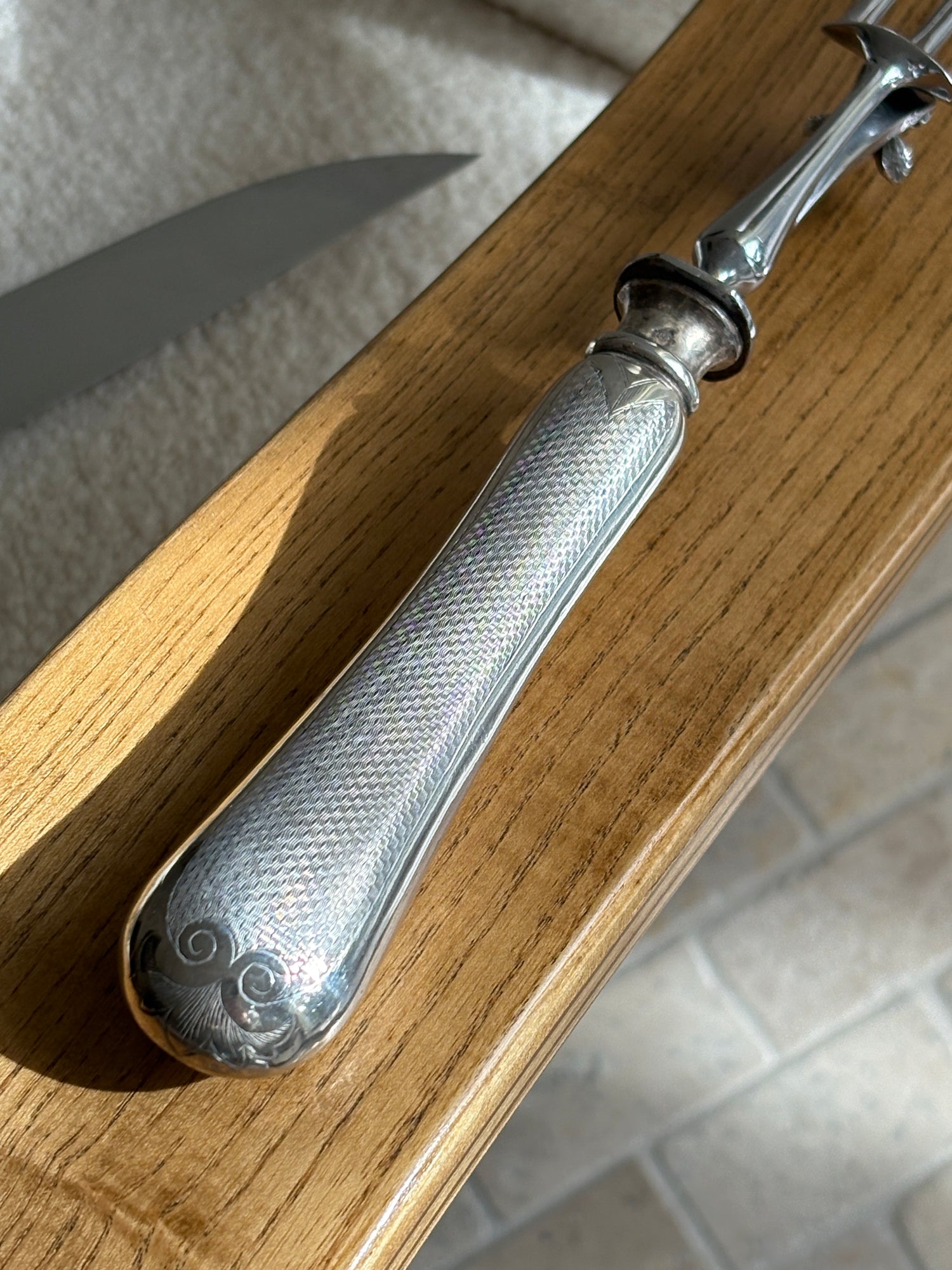 French Carving Set with Bird Hand Guard by Philippe Berthier | Collectors Gene