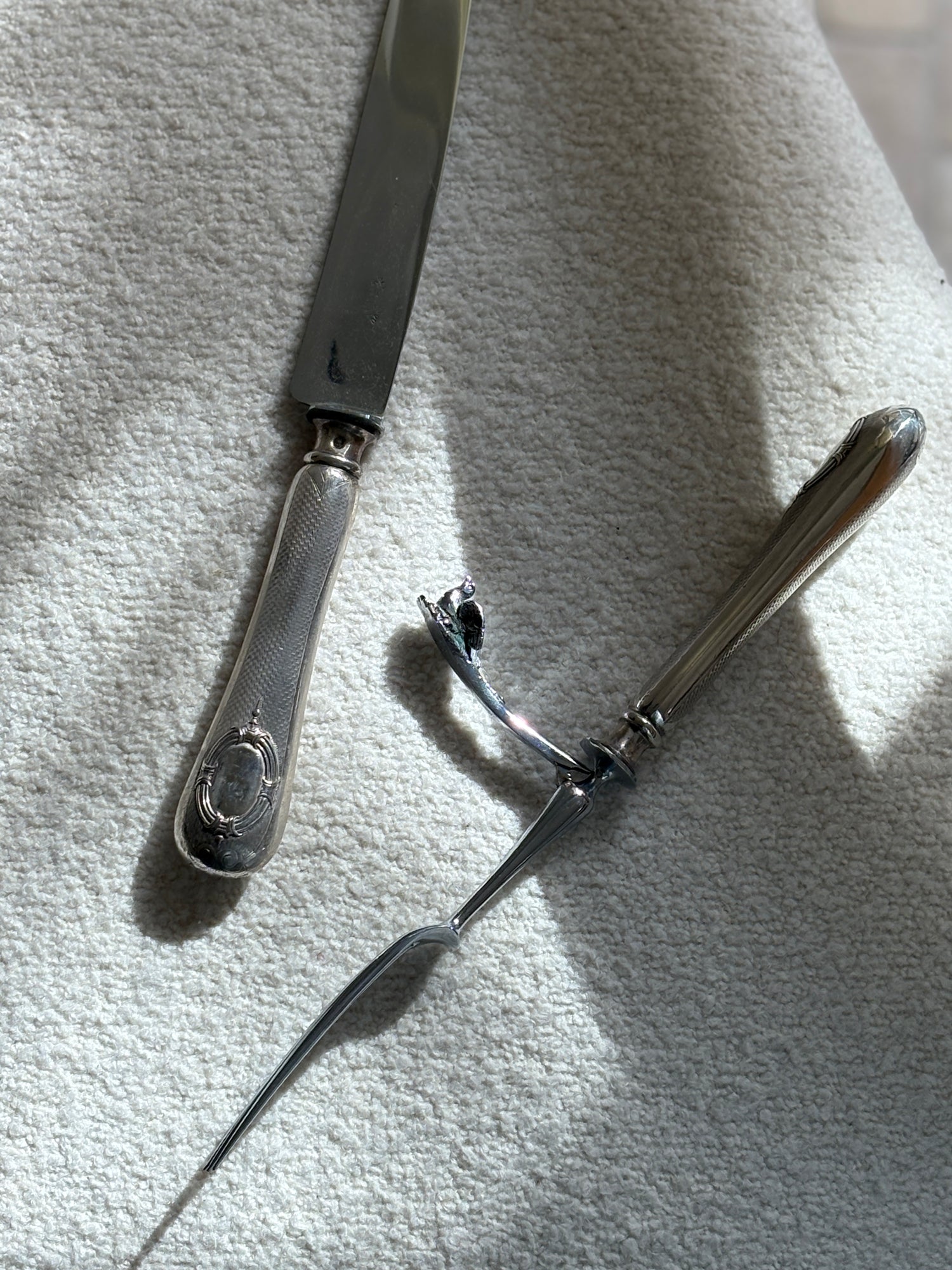 French Carving Set with Bird Hand Guard by Philippe Berthier | Collectors Gene