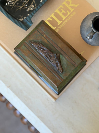 French Equestrian Horse Head Relief Bronze Box by Albert Marionnet | Collectors Gene