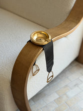French Gilt Metal Leather Armrest Ashtray with Stirrups | Collectors Gene