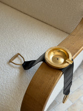 French Gilt Metal Leather Armrest Ashtray with Stirrups | Collectors Gene