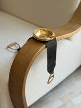 French Gilt Metal Leather Armrest Ashtray with Stirrups | Collectors Gene