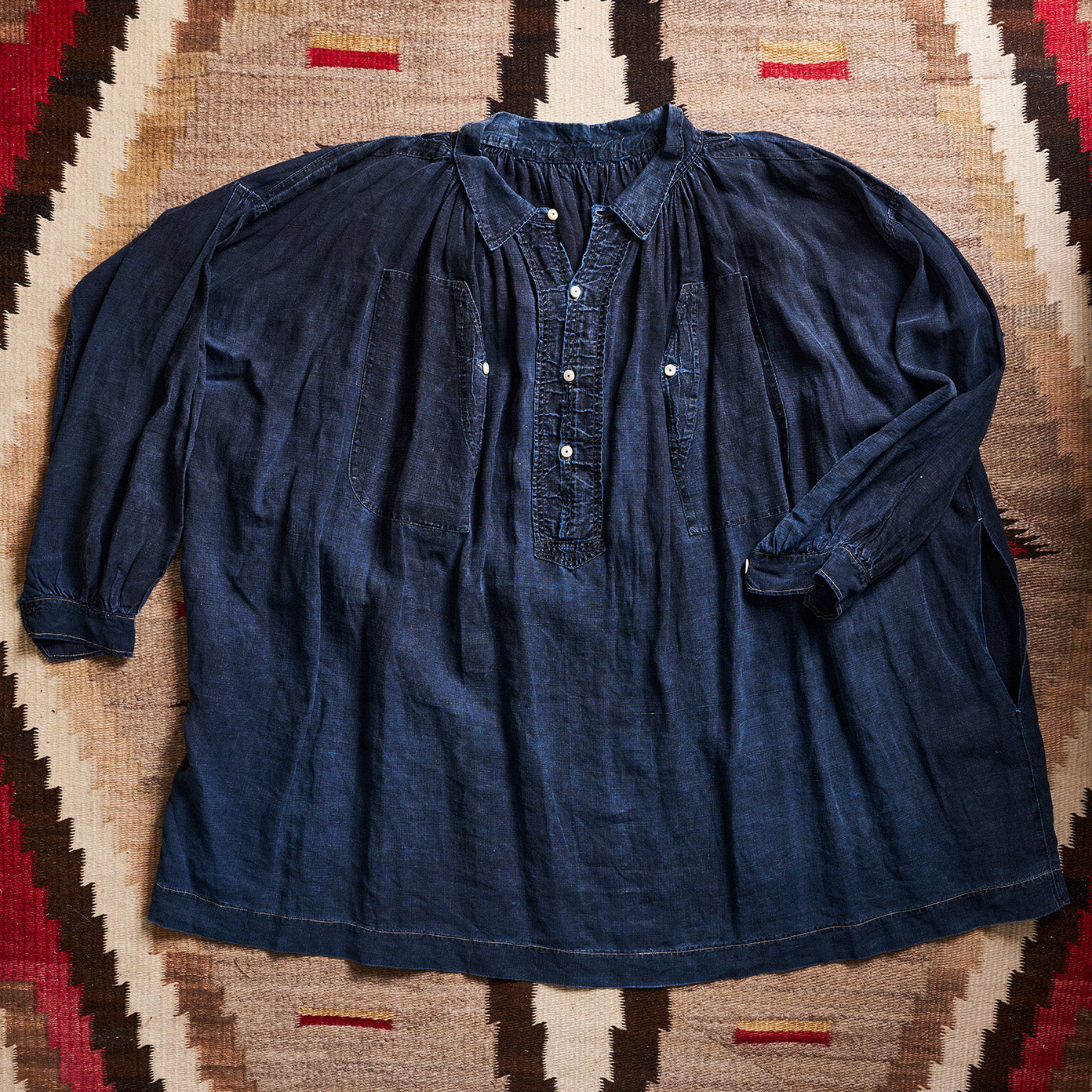 French Indigo Linen Smock Biaede | Doug Bihlmaier