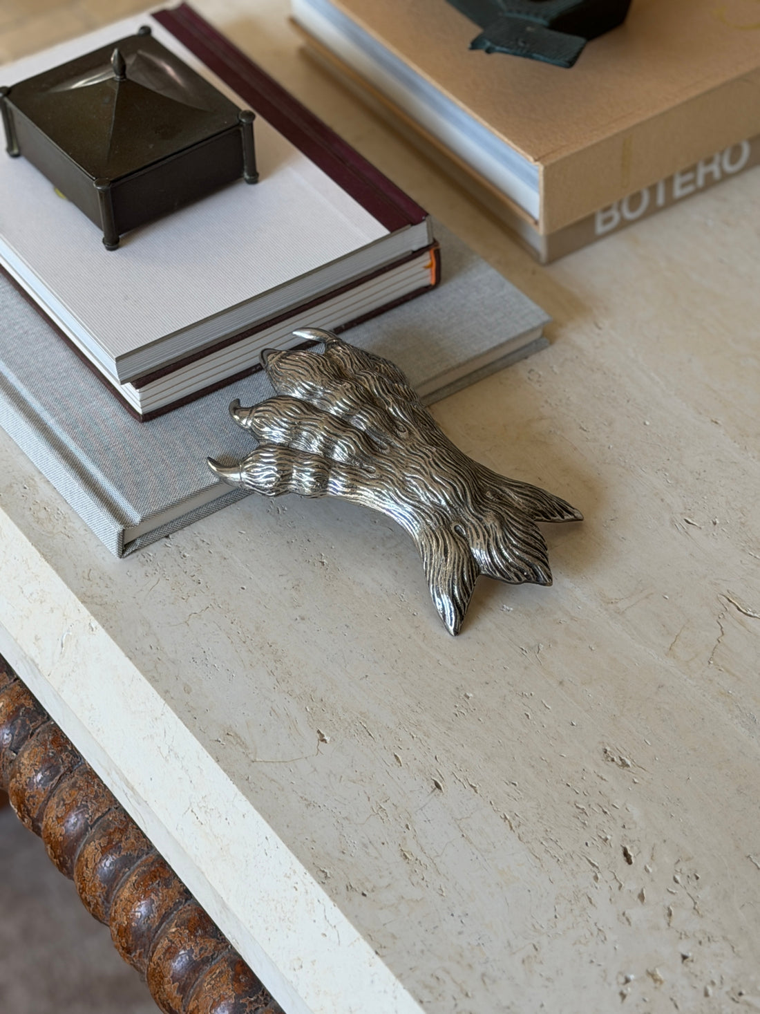 French Silver-Plated Bronze Sculptural Animal Claw Paperweight | Collectors Gene