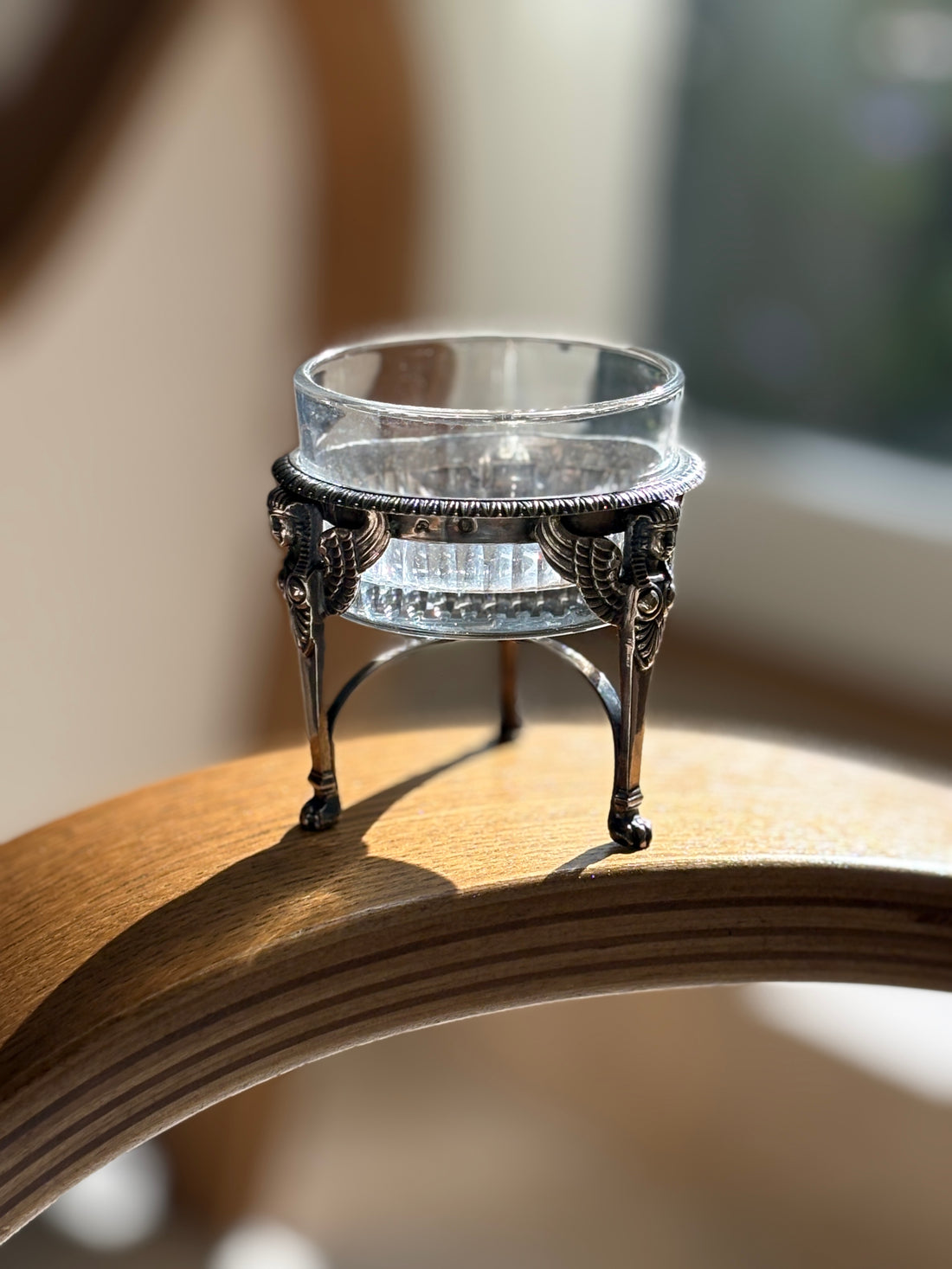 French Sterling Silver &amp; Glass Dish with Sphinx Feet | Collectors Gene