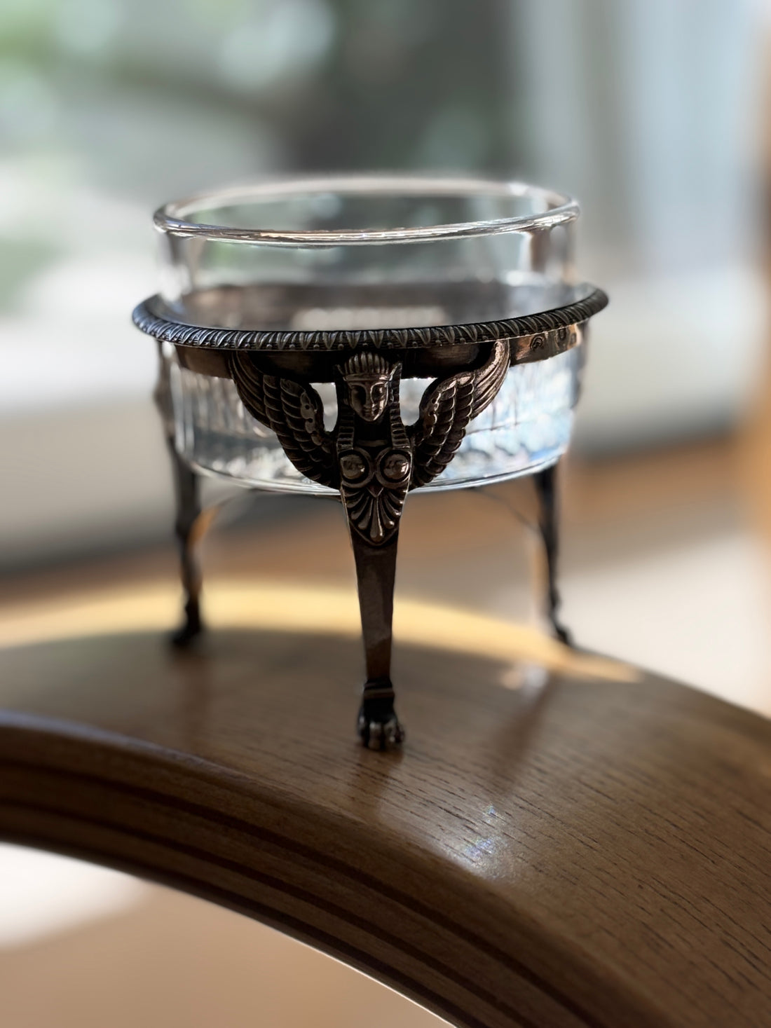 French Sterling Silver &amp; Glass Dish with Sphinx Feet | Collectors Gene