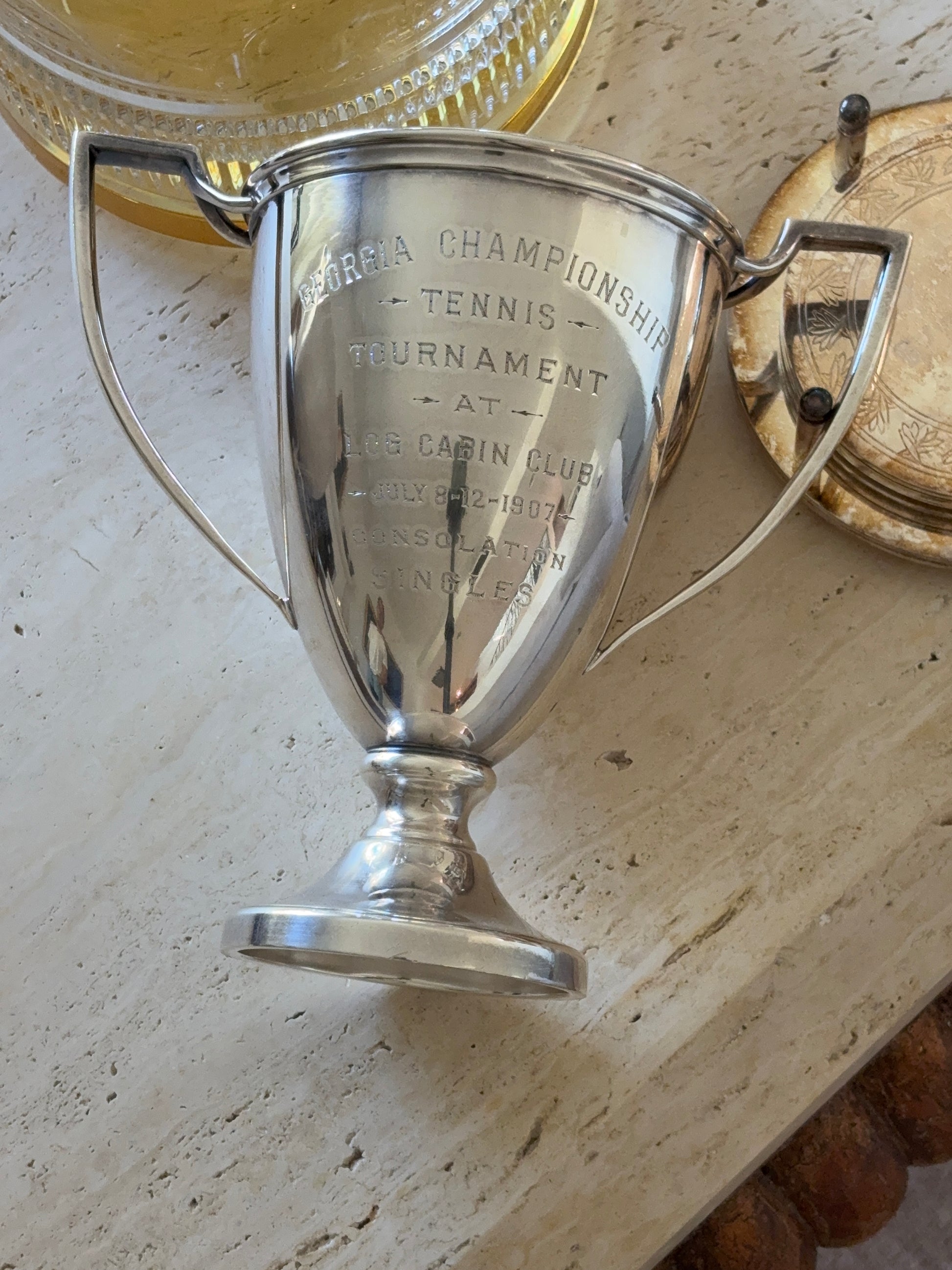 Georgia Log Cabin Club Silver-Plated 1907 Tennis Trophy | Collectors Gene Vintage Shop