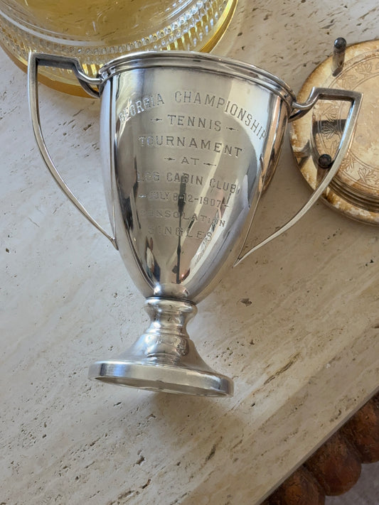 Georgia Log Cabin Club Silver-Plated 1907 Tennis Trophy | Collectors Gene Vintage Shop