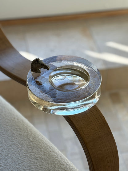 Glass Bowl Catchall with Metal Horse Head Detail  | Collectors Gene