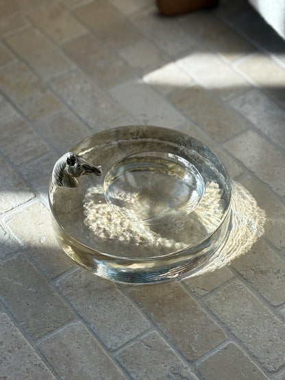 Glass Bowl Catchall with Metal Horse Head Detail  | Collectors Gene