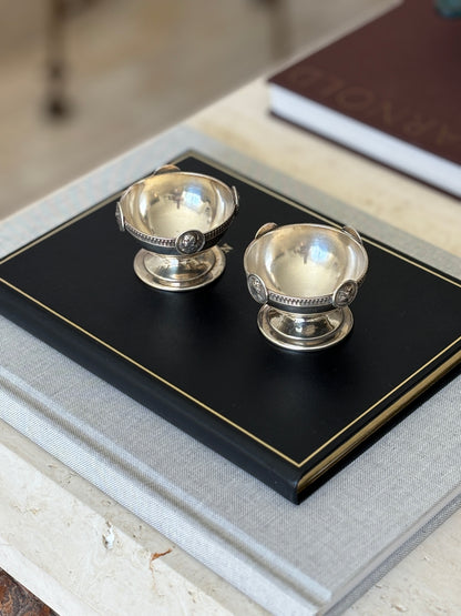Gorham Sterling Silver Medallion Salt Cellars c. 1860 | Collectors Gene