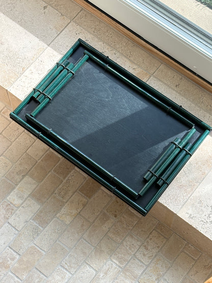 Green &amp; Black Dowel Serving Trays by Giorgio Pizzitutti Milano - Italy 1970s - From the Collection of Barbara Walters | Collectors Gene
