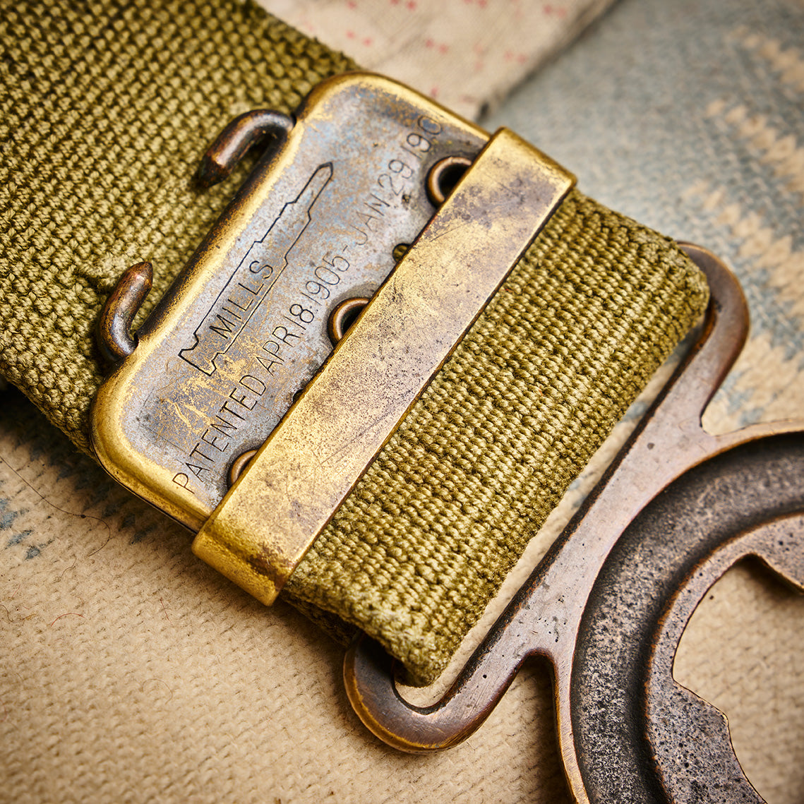 Green Canvas Headquarters Belt WWI | Doug Bihlmaier