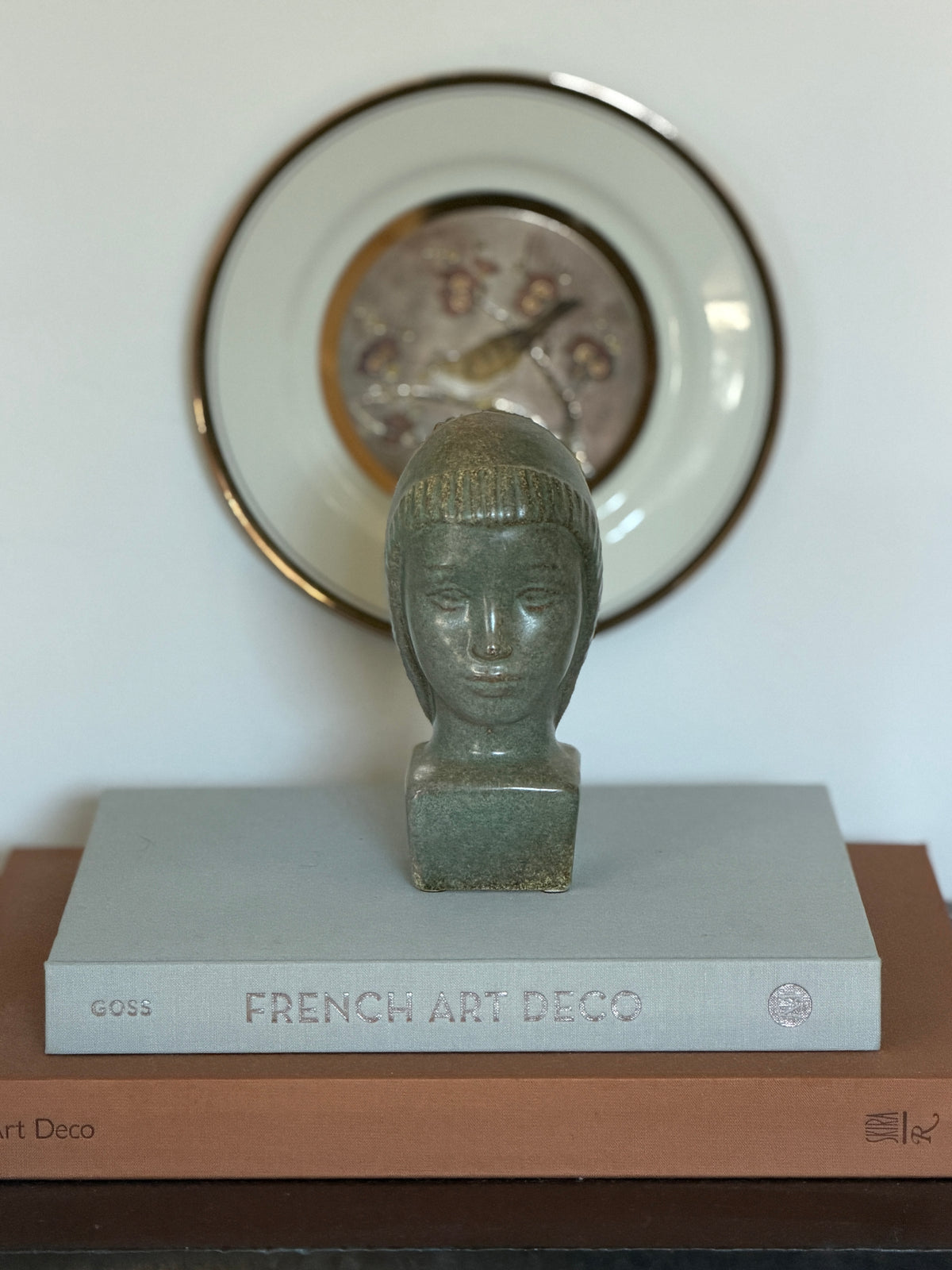 Green Glazed Ceramic Bust of Hooded Woman Signed | Collectors Gene