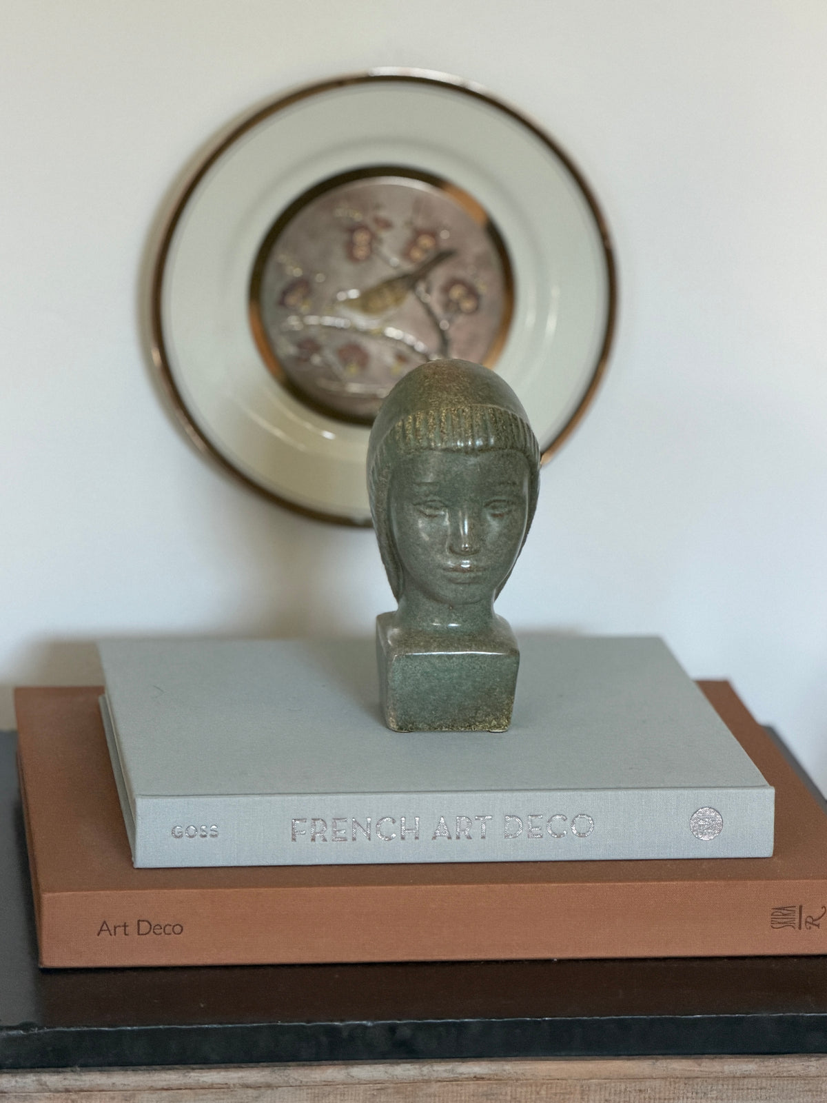 Green Glazed Ceramic Bust of Hooded Woman Signed | Collectors Gene