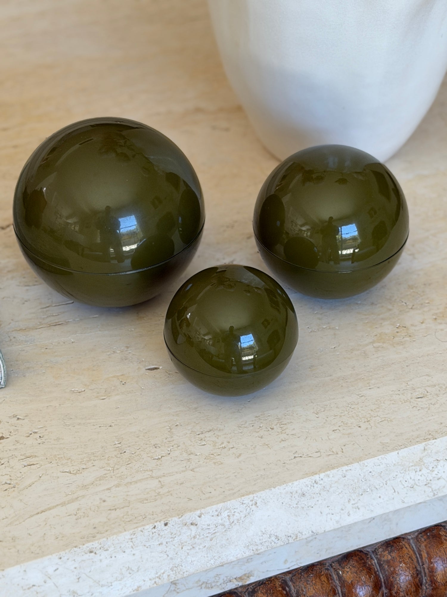 Green Nesting Sphere Trinket Boxes Set of 3 Japan | Collectors Gene