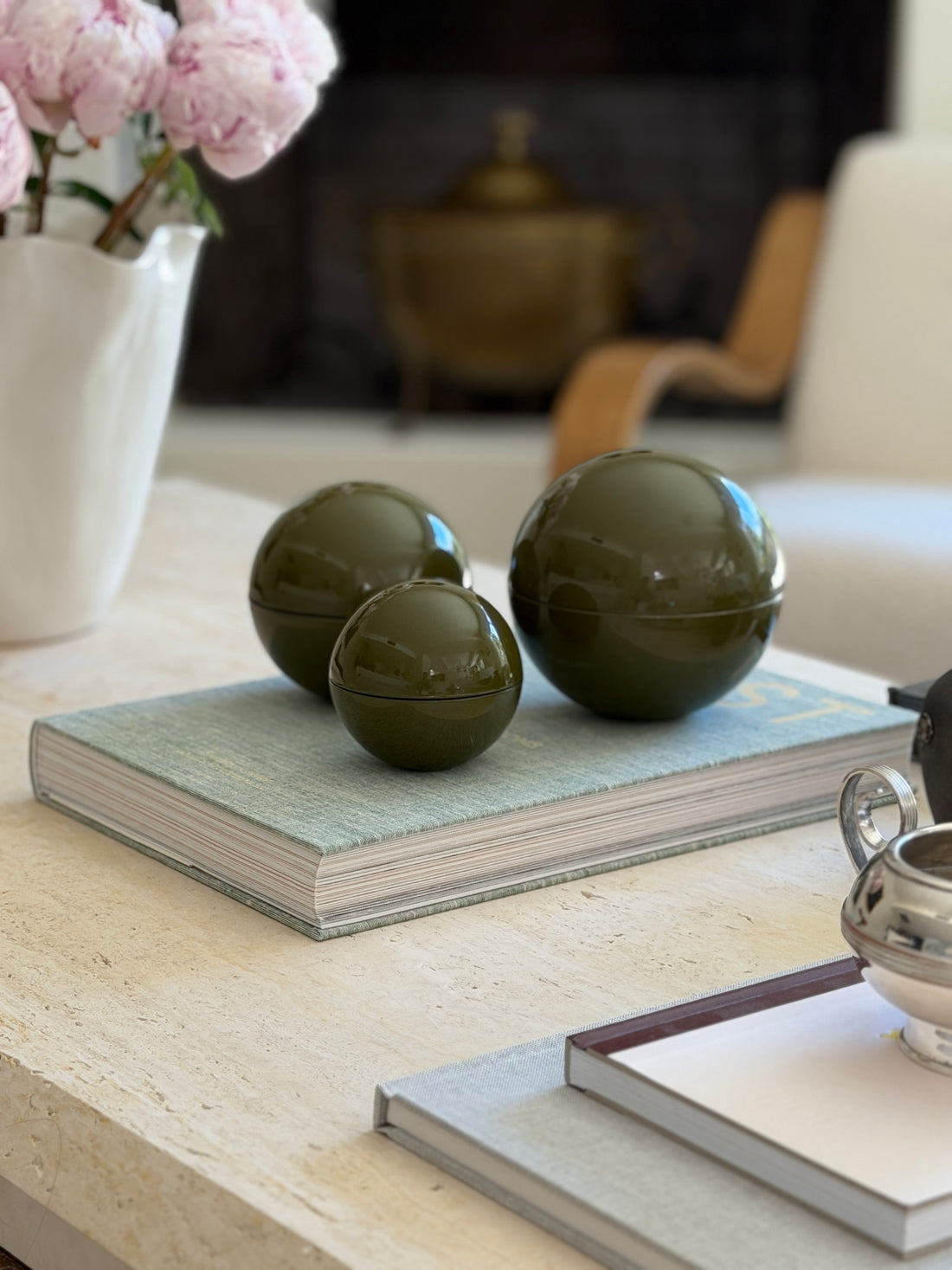 Green Nesting Sphere Trinket Boxes Set of 3 Japan | Collectors Gene