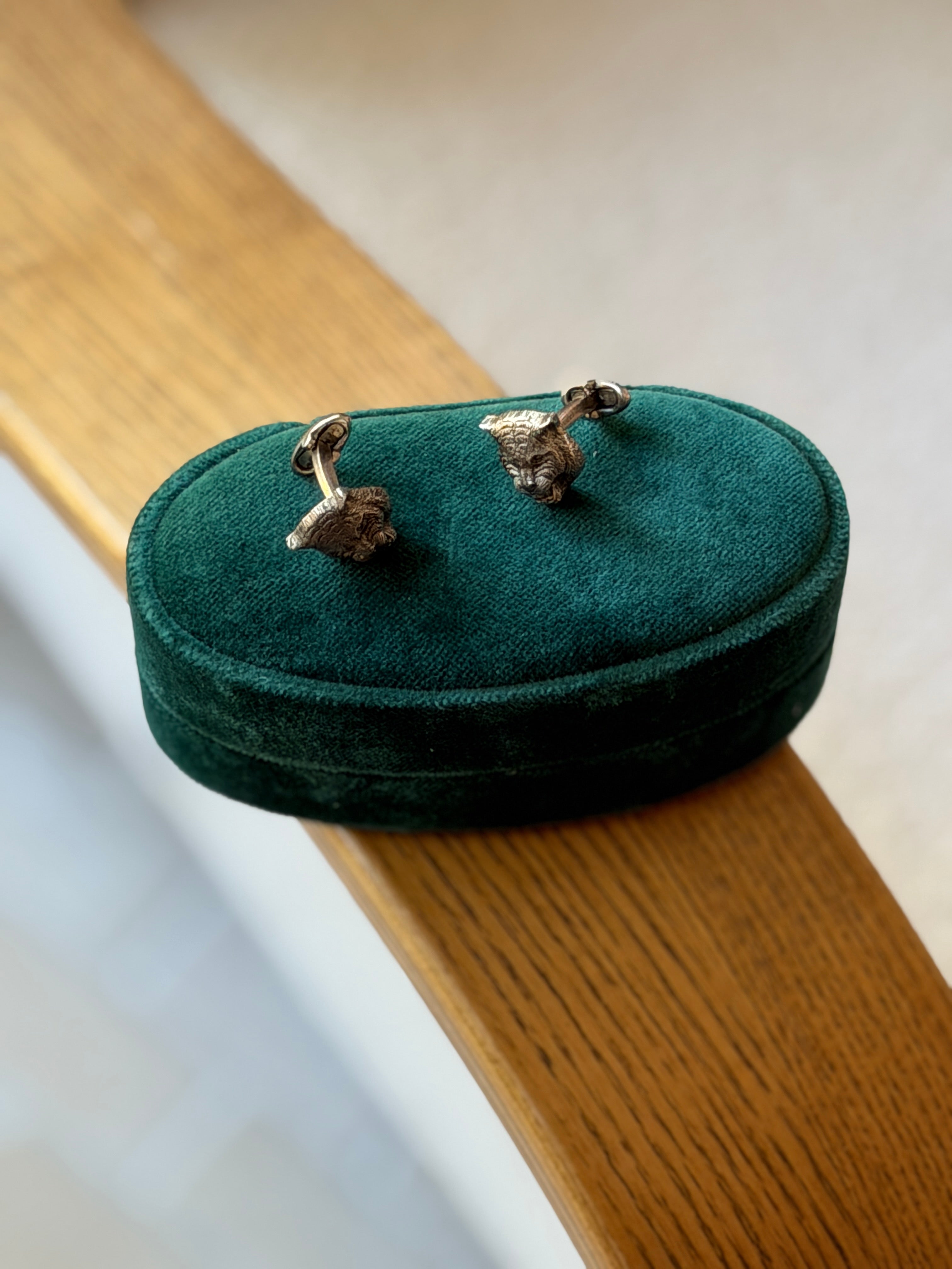 Gucci Feline Sterling Silver Cufflinks with Box | Collectors Gene