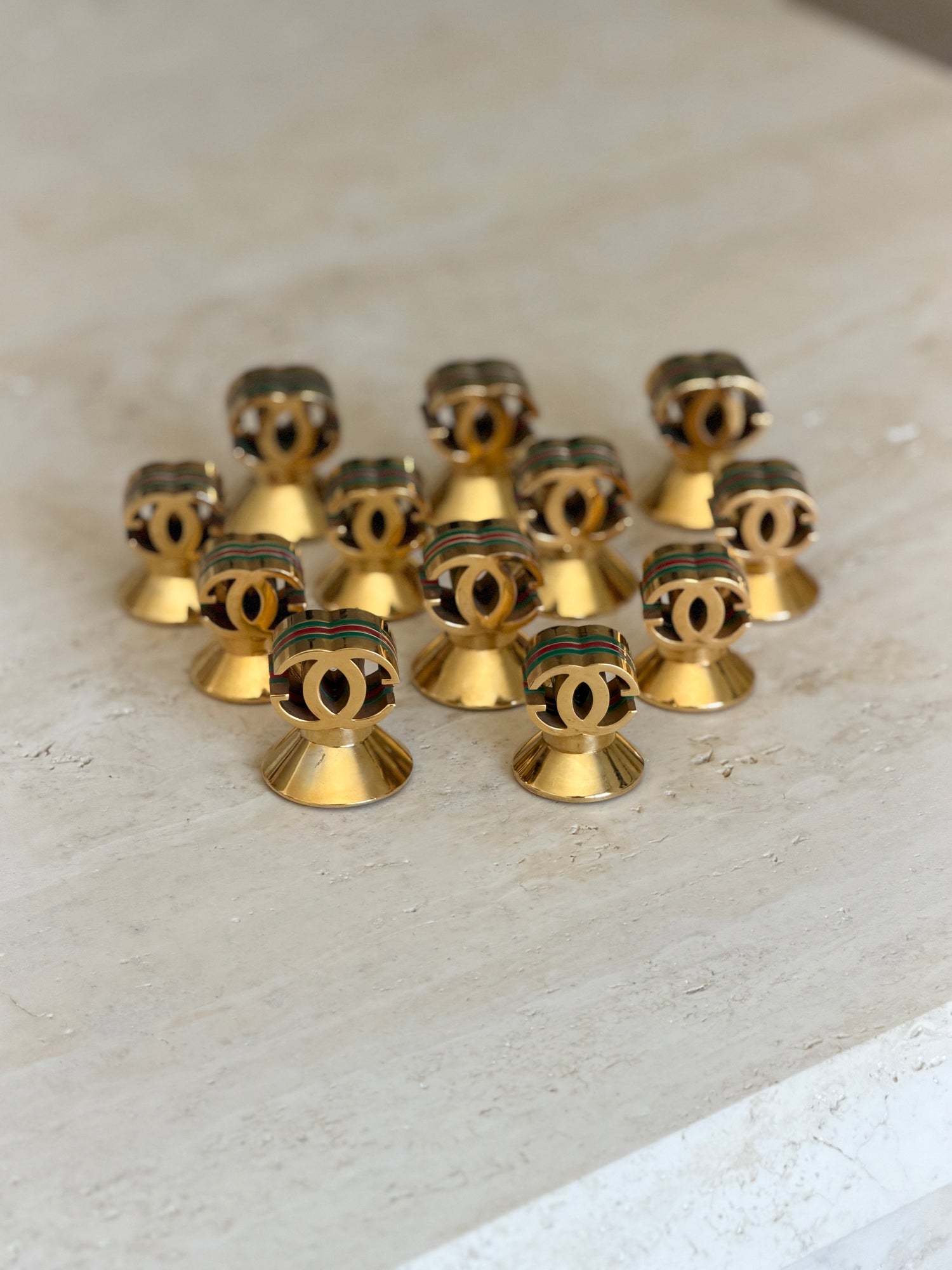 Gucci GG Gilt Brass Paperweight with Web Stripe | Collectors Gene