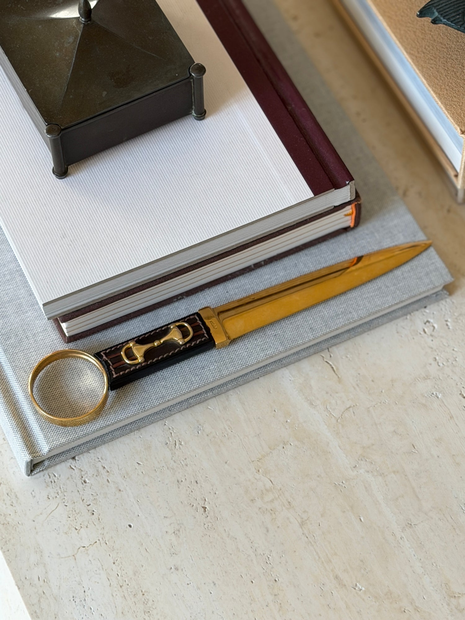 Gucci Horsebit Equestrian Letter Opener in Leather Brass | Collectors Gene
