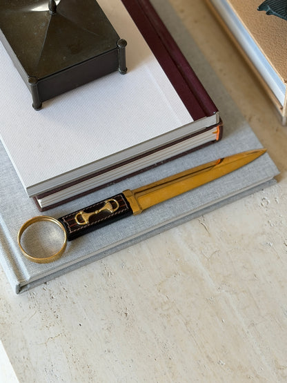 Gucci Horsebit Equestrian Letter Opener in Leather Brass | Collectors Gene