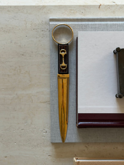 Gucci Horsebit Equestrian Letter Opener in Leather Brass | Collectors Gene