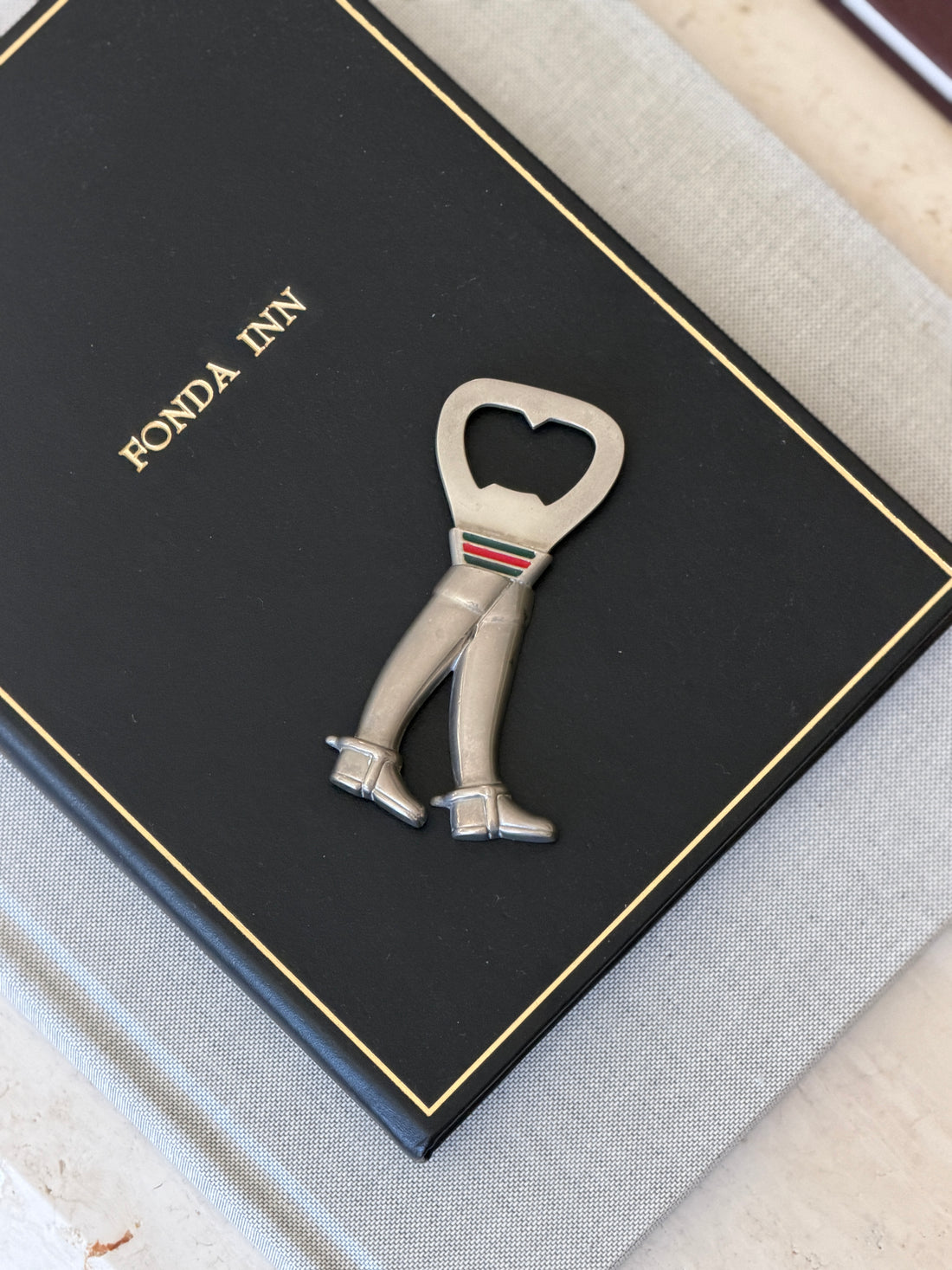 Gucci Italy Silver &amp; Enamel Riding Boots Bottle Opener - c.1970